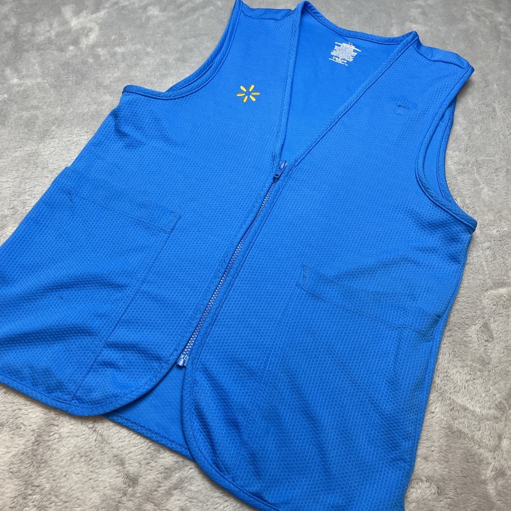 Walmart Womens Associate Employee‎ Vest S (4-6) Turquoise Full Zip Uniform Logo